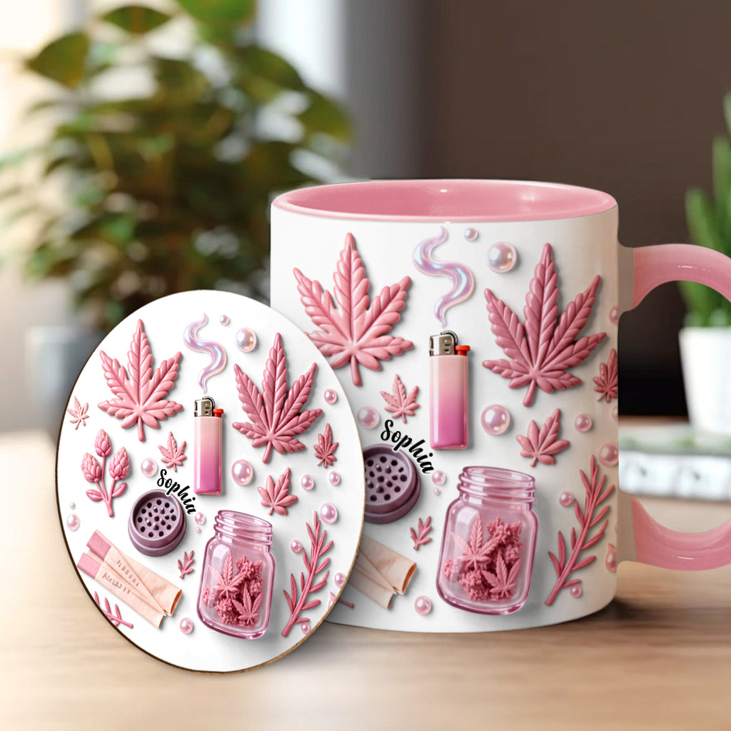 Green Magic Leaf - Personalized Weed Accent Mug & Coaster