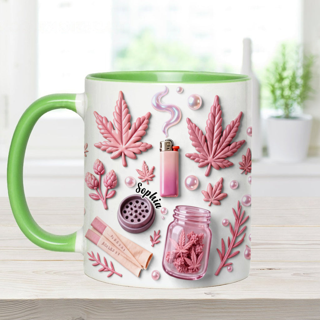 Green Magic Leaf - Personalized Weed Accent Mug & Coaster