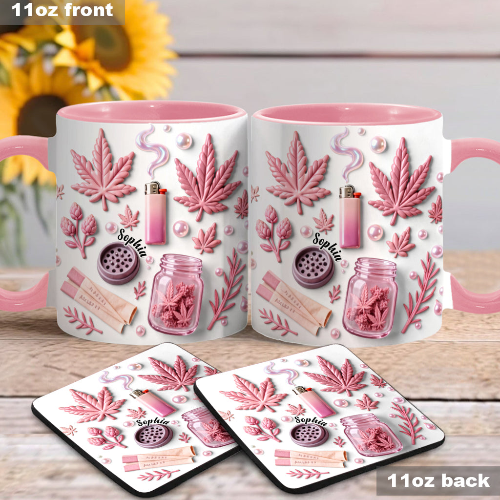 Green Magic Leaf - Personalized Weed Accent Mug & Coaster