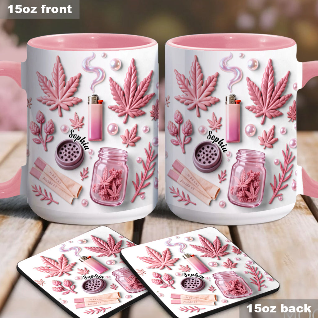 Green Magic Leaf - Personalized Weed Accent Mug & Coaster