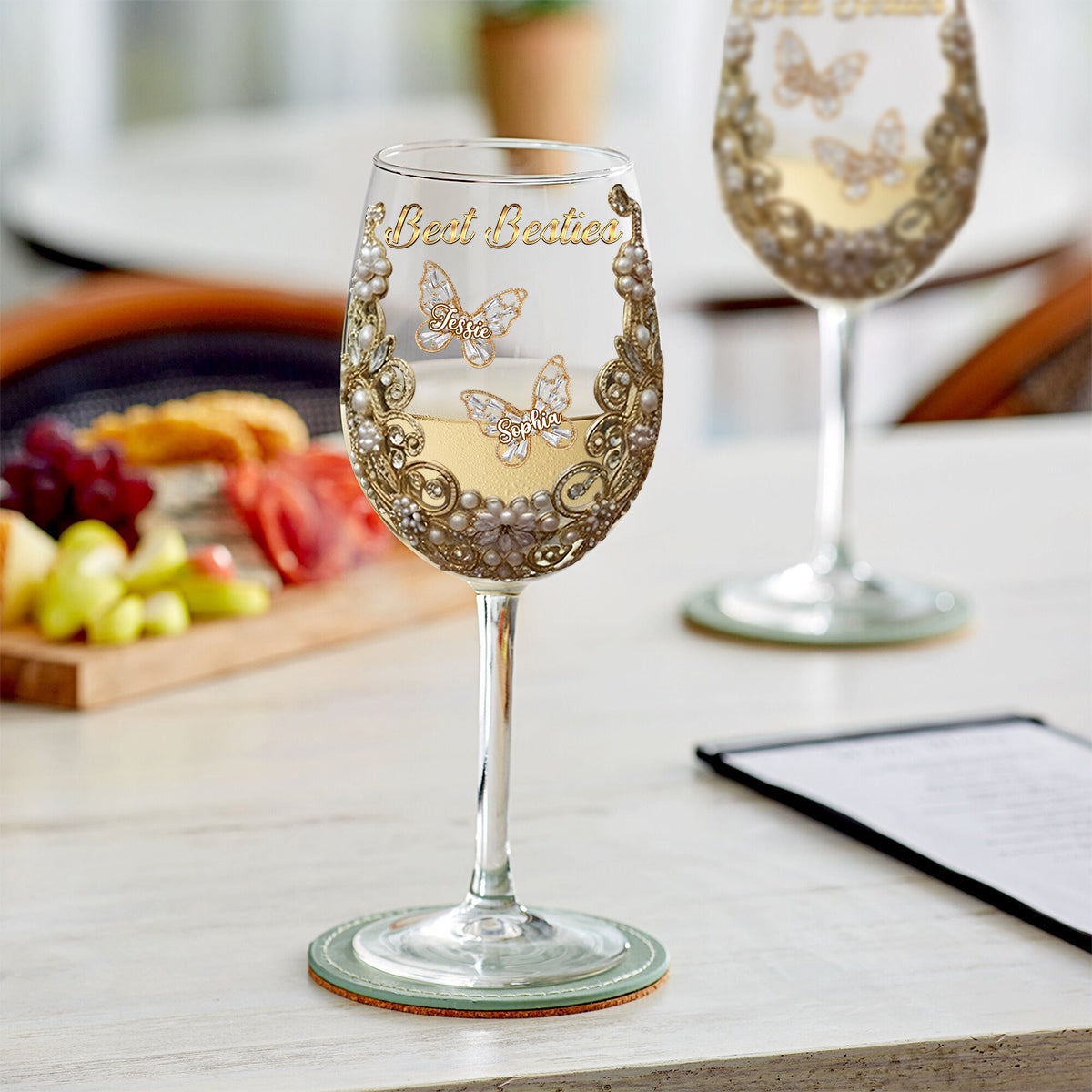 Best Besties - Personalized Bestie Wine Glass With Long Stem
