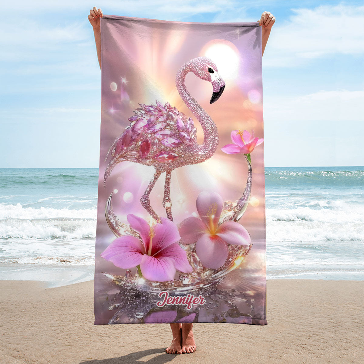 The Beach Is Calling - Personalized Flamingo Quick-dry Beach Towel/ Bath Towel