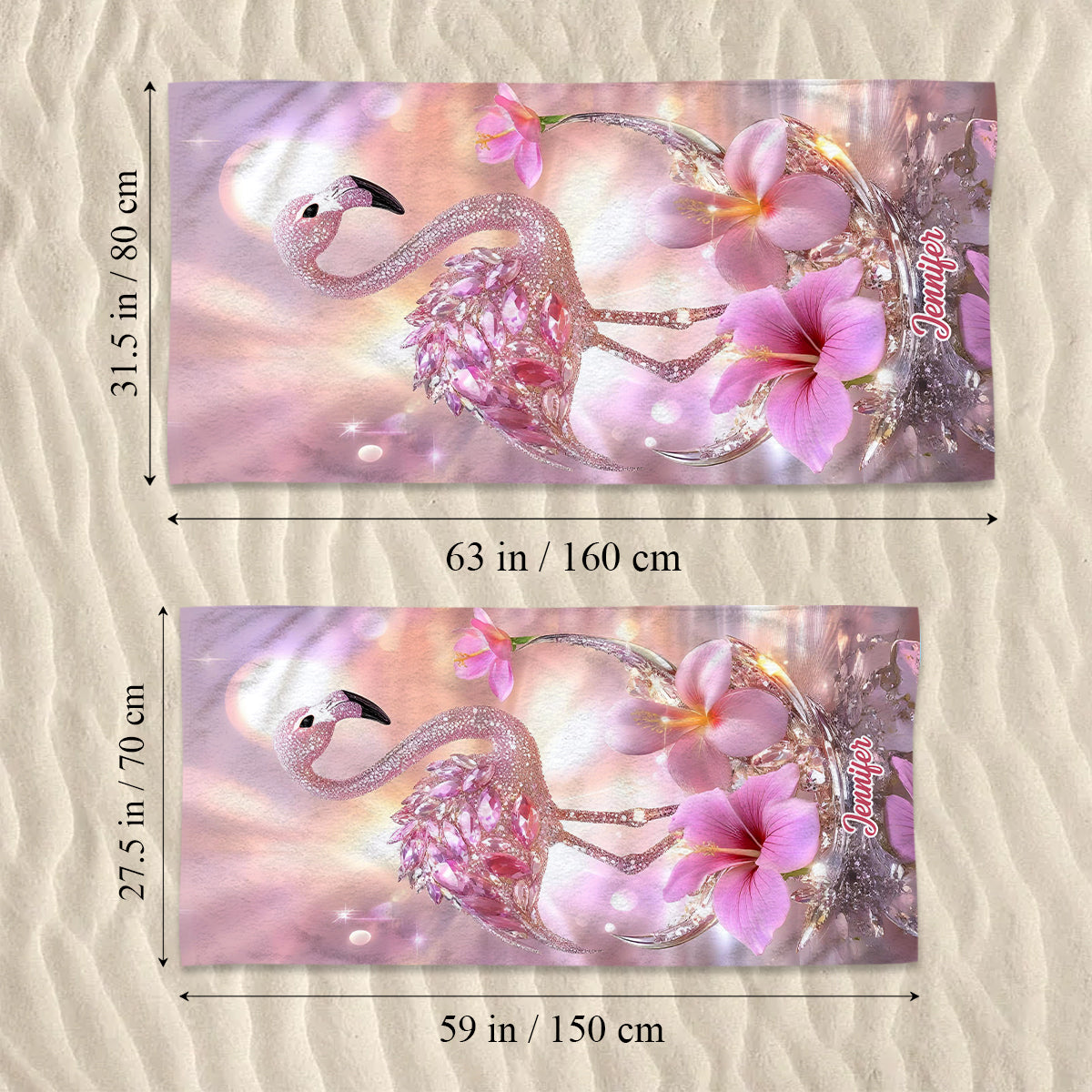 The Beach Is Calling - Personalized Flamingo Quick-dry Beach Towel/ Bath Towel