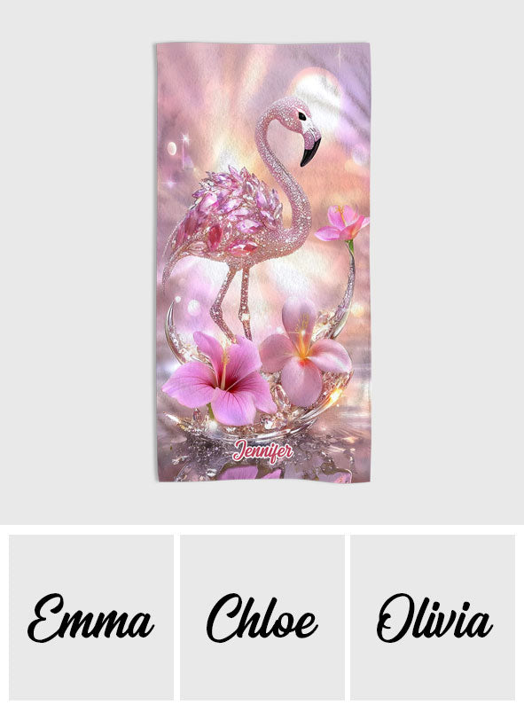 The Beach Is Calling - Personalized Flamingo Quick-dry Beach Towel/ Bath Towel