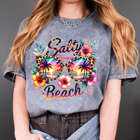 Salty Beach - Personalized Sea Lover Wash T-Shirt