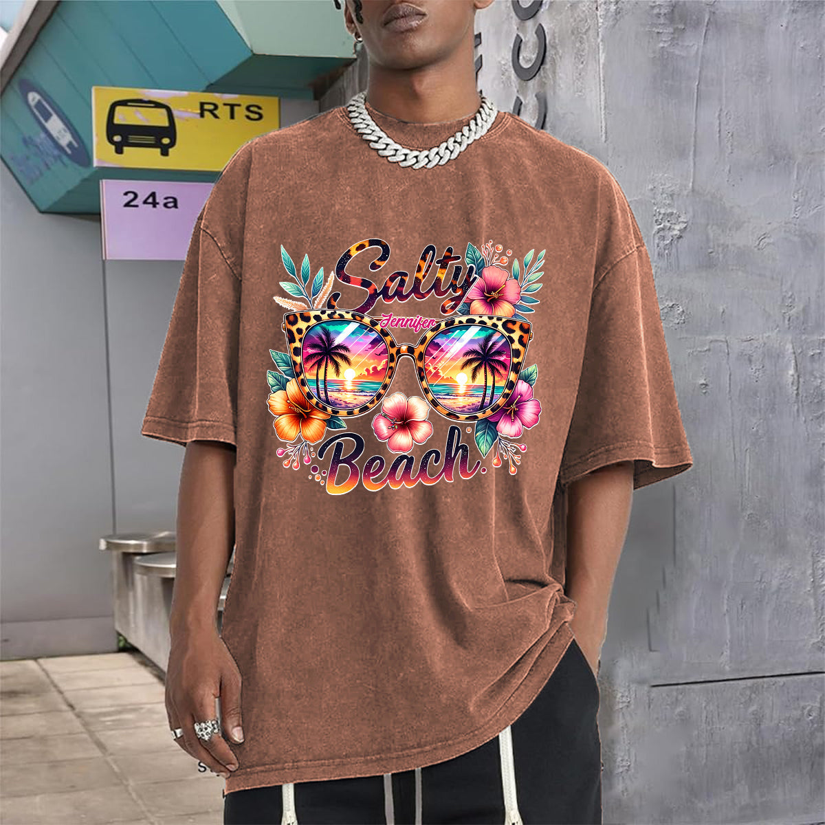 Salty Beach - Personalized Sea Lover Wash T-Shirt