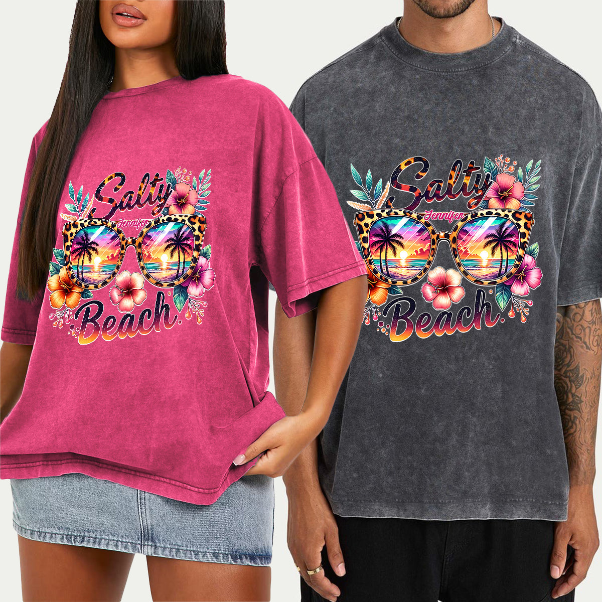 Salty Beach - Personalized Sea Lover Wash T-Shirt