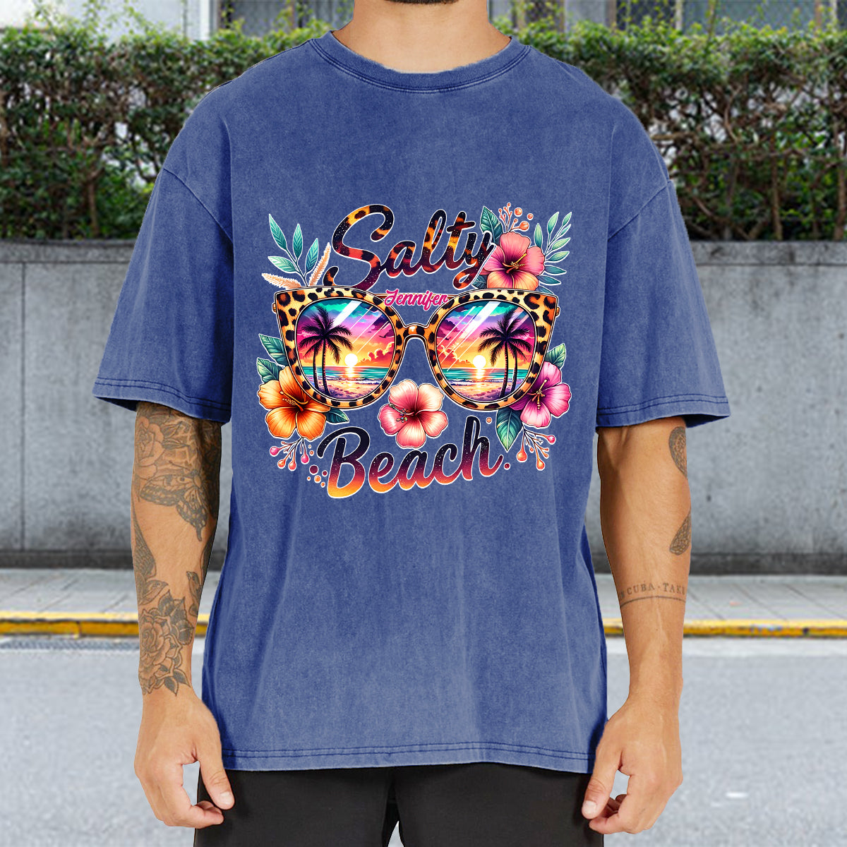 Salty Beach - Personalized Sea Lover Wash T-Shirt