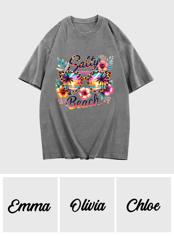 Salty Beach - Personalized Sea Lover Wash T-Shirt