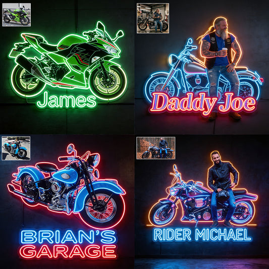 Custom Any Photo, Any Vehicle - Personalized Biker LED Light Acrylic Sign