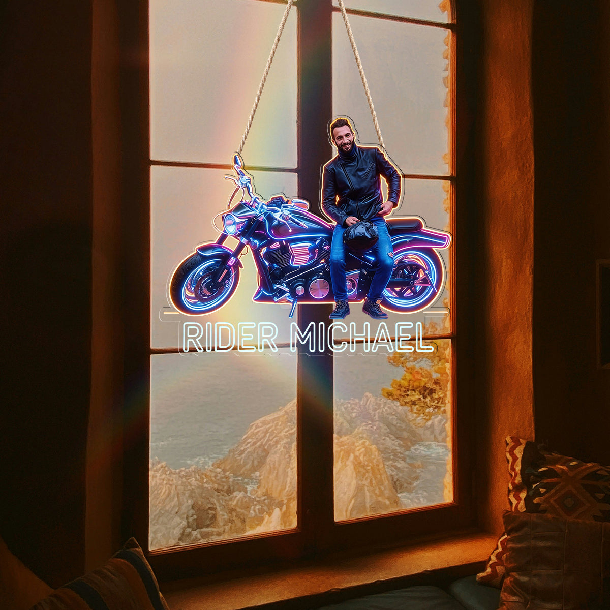 Custom Any Photo, Any Vehicle - Personalized Biker LED Light Acrylic Sign