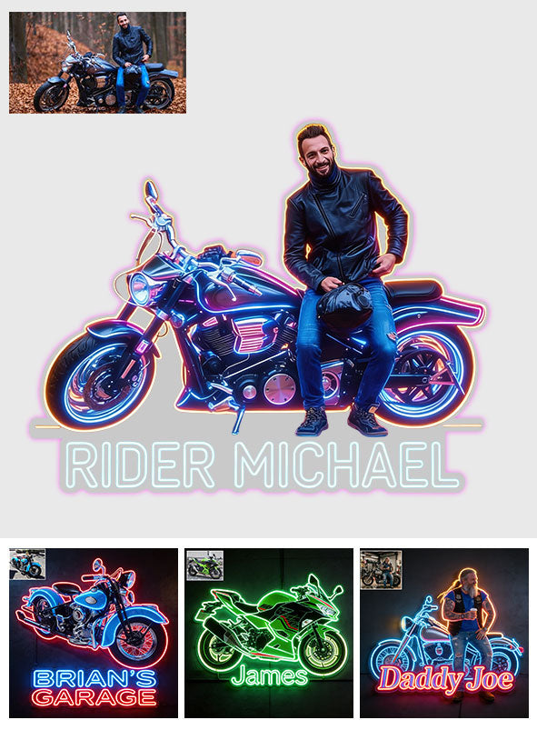 Custom Any Photo, Any Vehicle - Personalized Biker LED Light Acrylic Sign