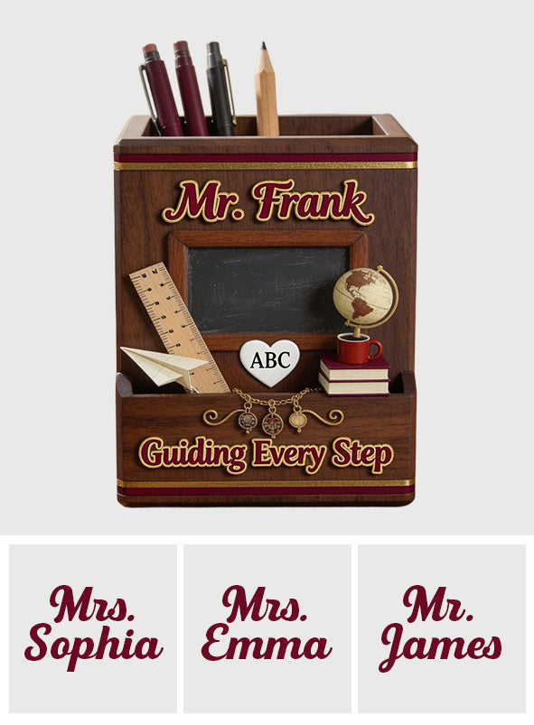 Vintage Teacher - Personalized Teacher Wooden Desk Organizer
