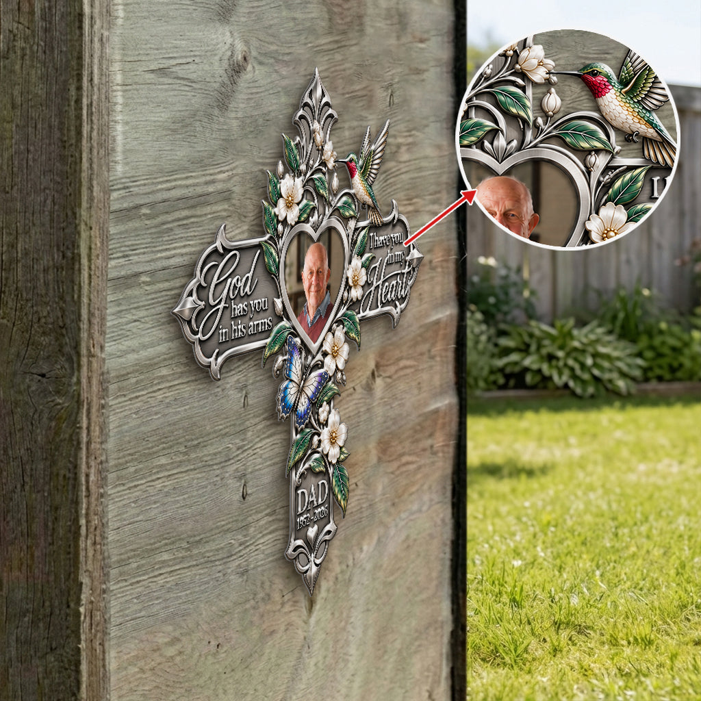 God Has You In His Arms, I Have You In My Heart - Personalized Memorial 3D Printed Cut Metal Sign