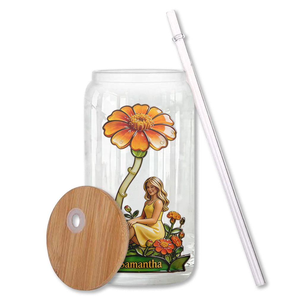 Custom Any Photo Birthmonth Flower - Personalized Self Love Can Glass