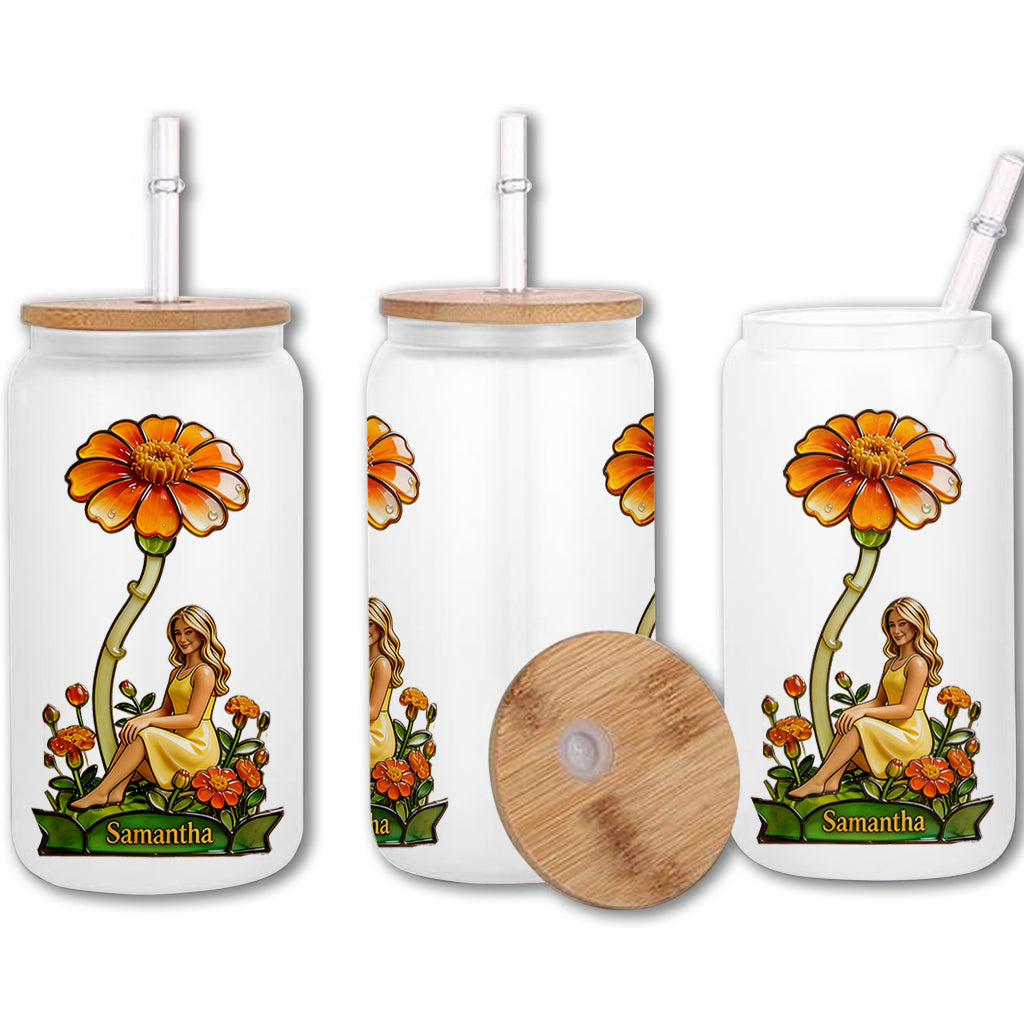 Custom Any Photo Birthmonth Flower - Personalized Self Love Can Glass