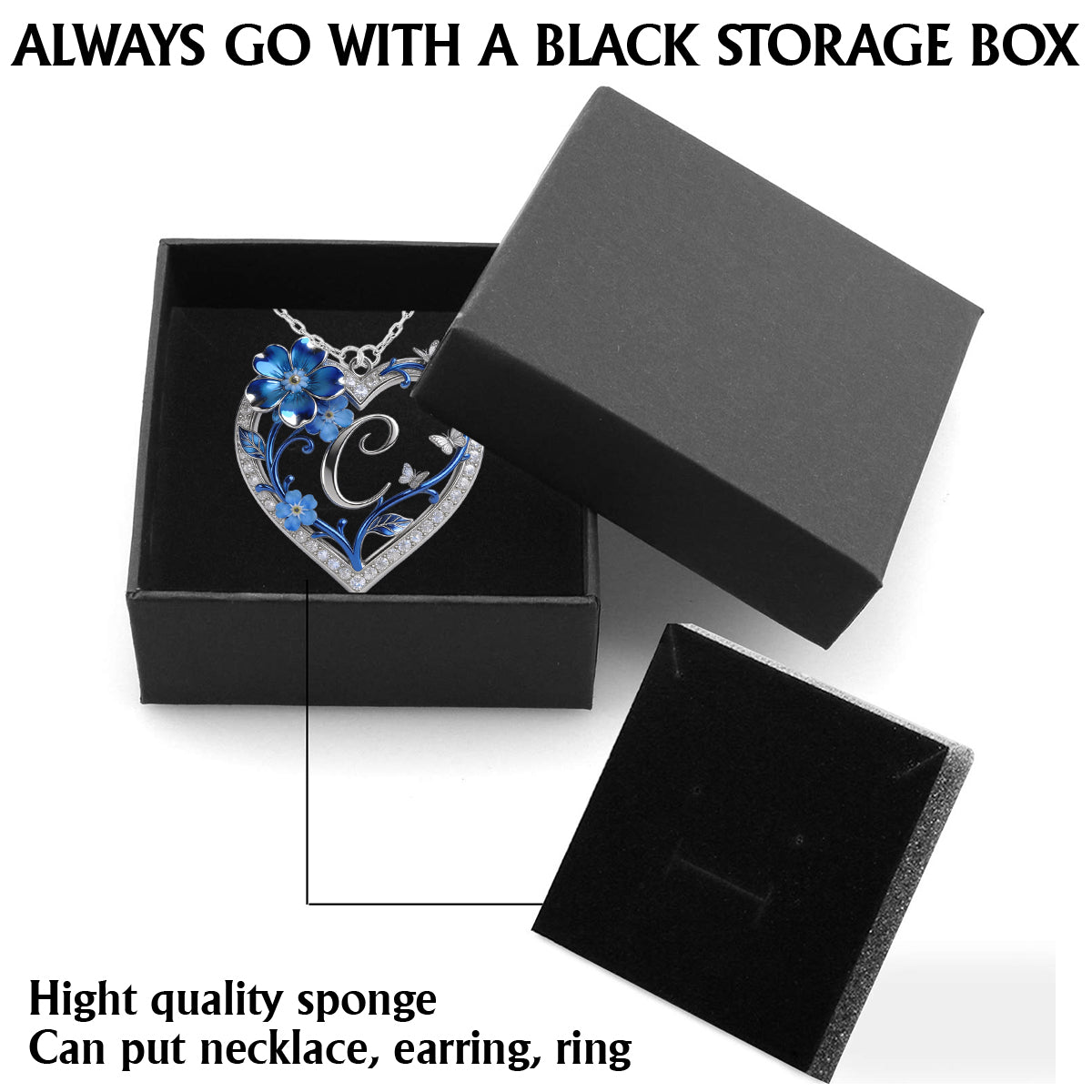 Inital Necklace, Birth Month Flowers - Personalized Birth Month Flower Shaped Metal Pendant Necklace