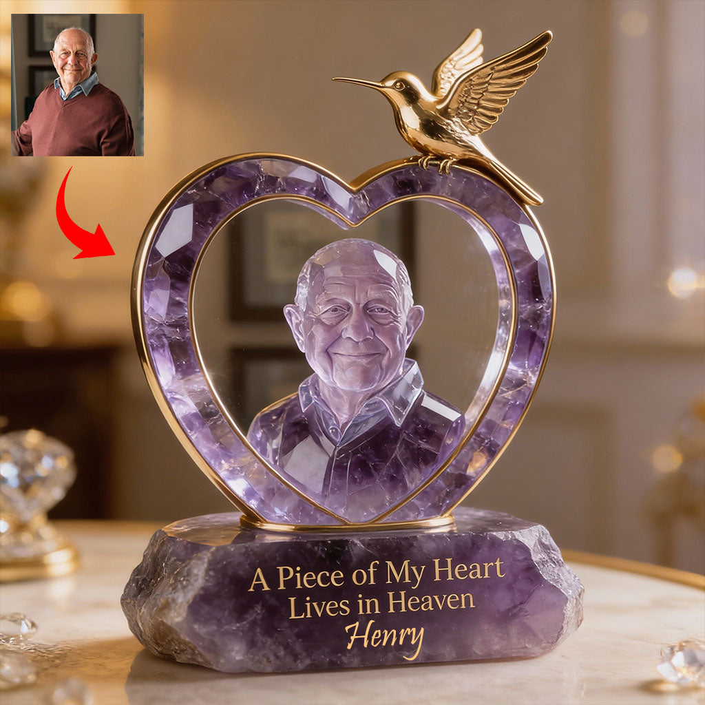 A Piece Of My Heart Lives In Heart - Personalized Memorial Custom Shaped Acrylic Plaque