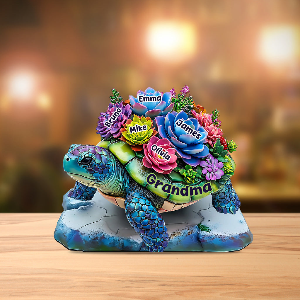Grandma Turtle - Personalized Grandma Custom Shaped Acrylic Plaque