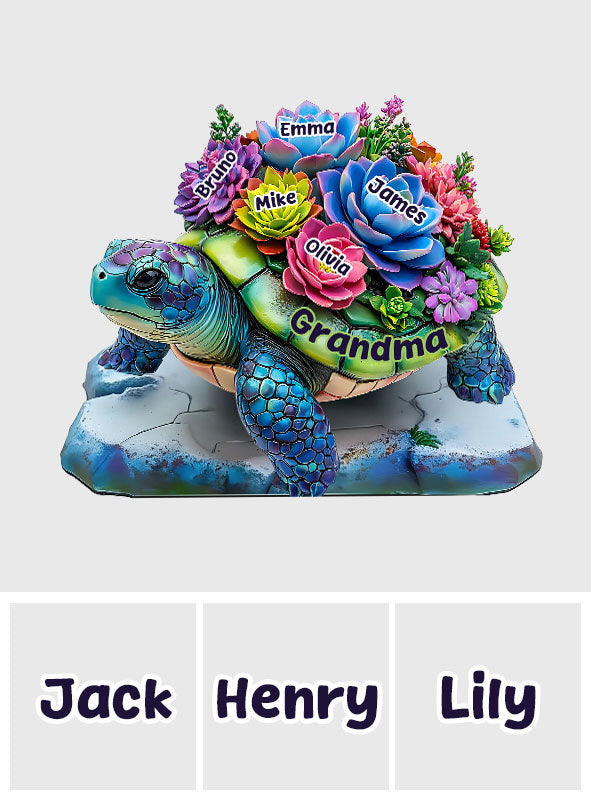 Grandma Turtle - Personalized Grandma Custom Shaped Acrylic Plaque