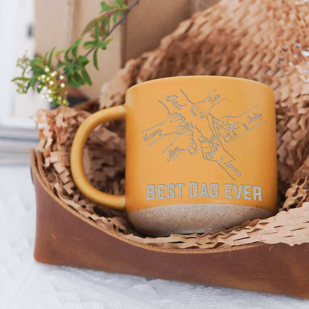 Best Dad Ever - Personalized Father Engraved Pottery Mug