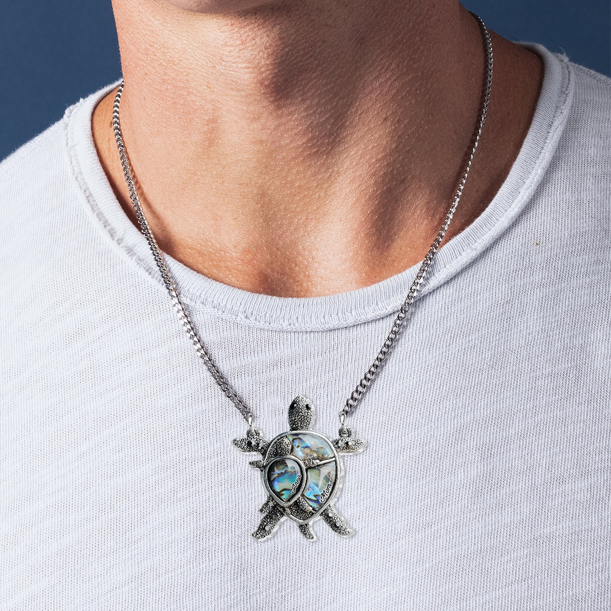 Mom Grandma Turtle - Personalized Mother Custom Shaped Pendant Necklace