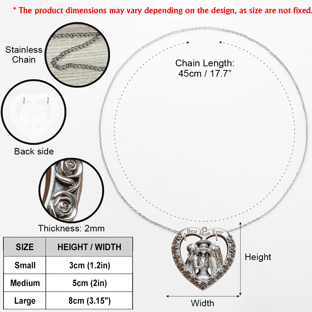 Custom From Any Photo - Personalized Mother Shaped Metal Pendant Necklace