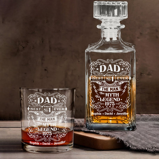The Man The Myth The Legend - Personalized Father Whiskey Decanter Set