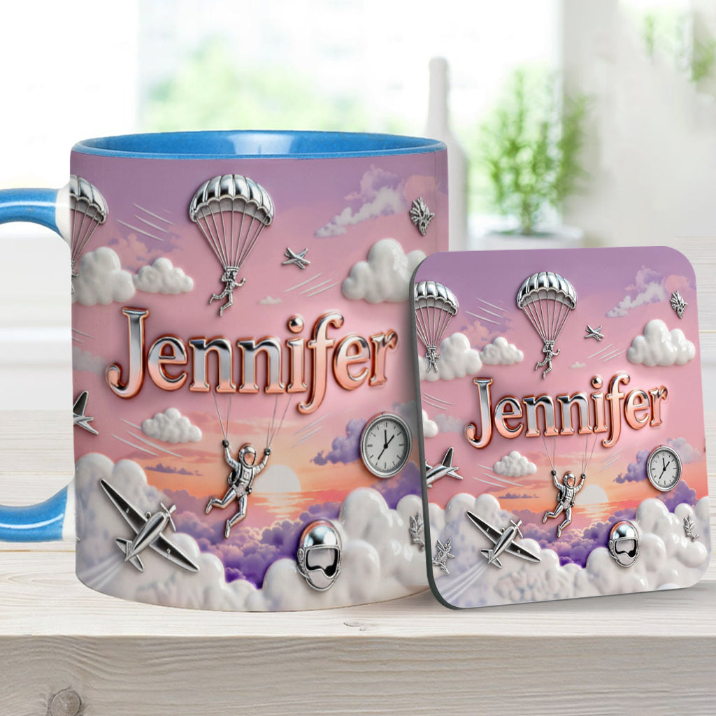 Love SkyDiving - Personalized Skydiving Accent Mug & Coaster
