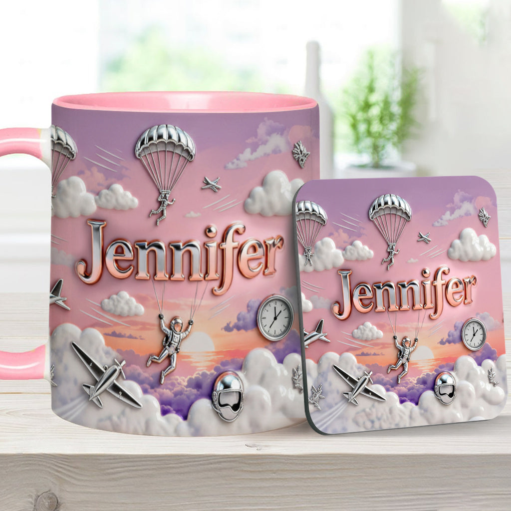 Love SkyDiving - Personalized Skydiving Accent Mug & Coaster