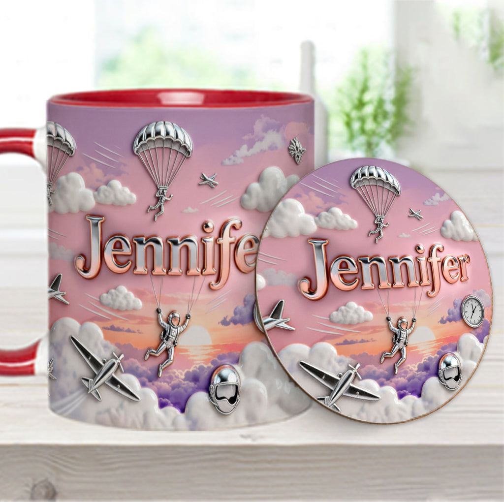 Love SkyDiving - Personalized Skydiving Accent Mug & Coaster