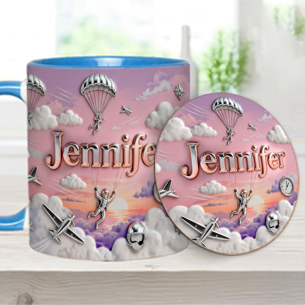 Love SkyDiving - Personalized Skydiving Accent Mug & Coaster