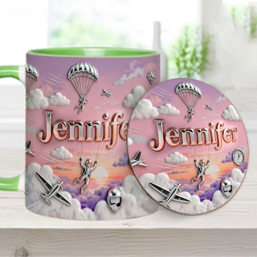 Love SkyDiving - Personalized Skydiving Accent Mug & Coaster