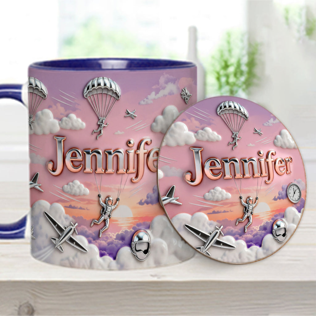 Love SkyDiving - Personalized Skydiving Accent Mug & Coaster