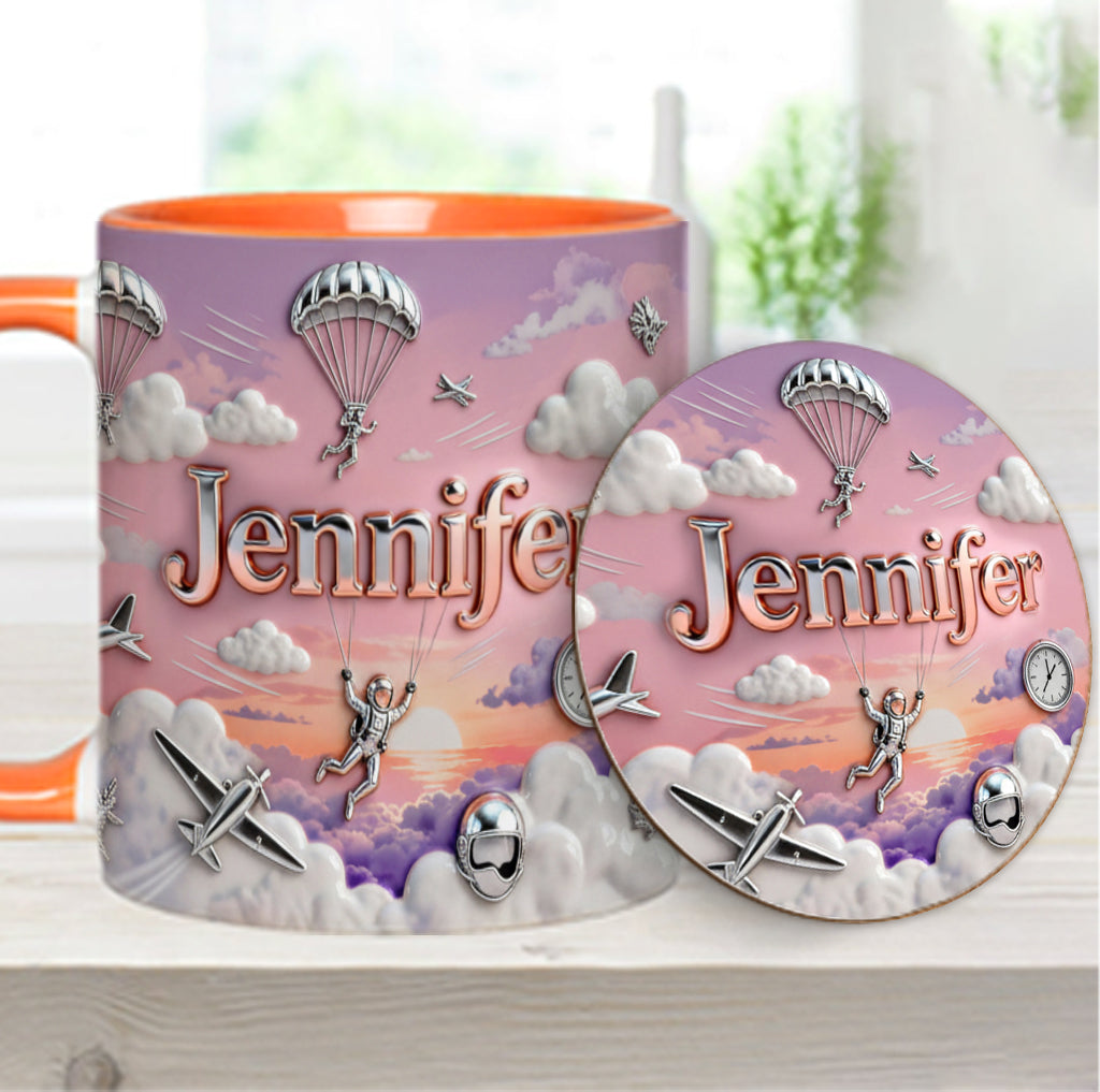 Love SkyDiving - Personalized Skydiving Accent Mug & Coaster