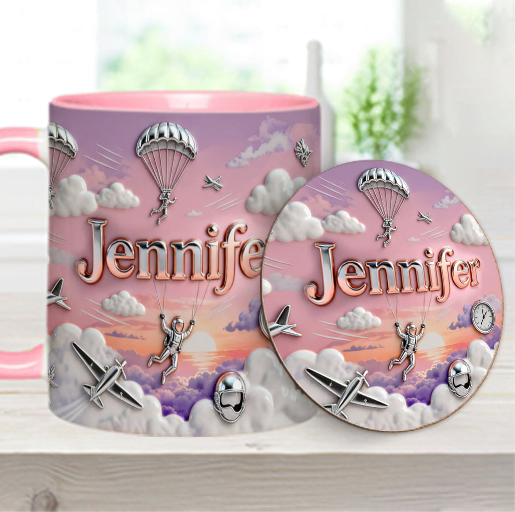 Love SkyDiving - Personalized Skydiving Accent Mug & Coaster