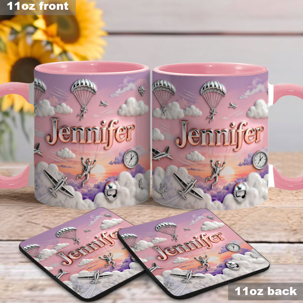 Love SkyDiving - Personalized Skydiving Accent Mug & Coaster