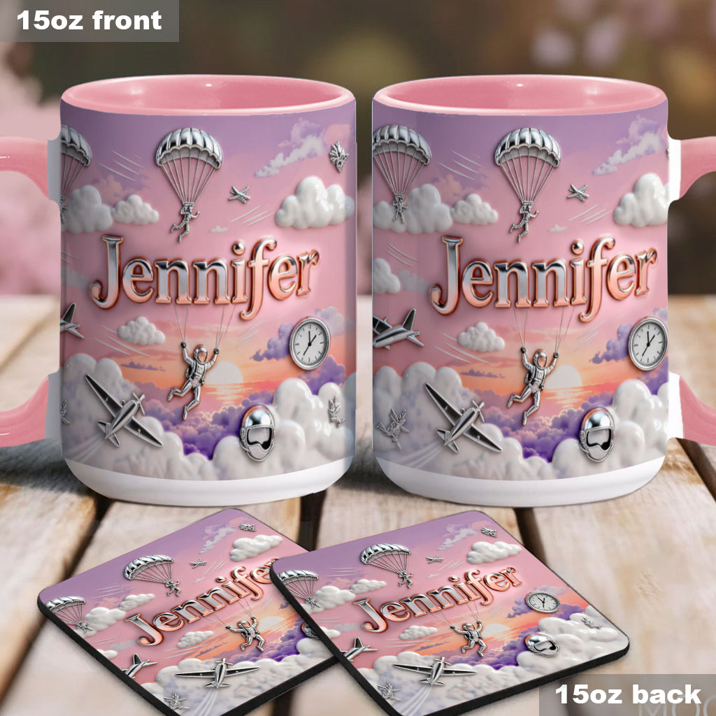 Love SkyDiving - Personalized Skydiving Accent Mug & Coaster