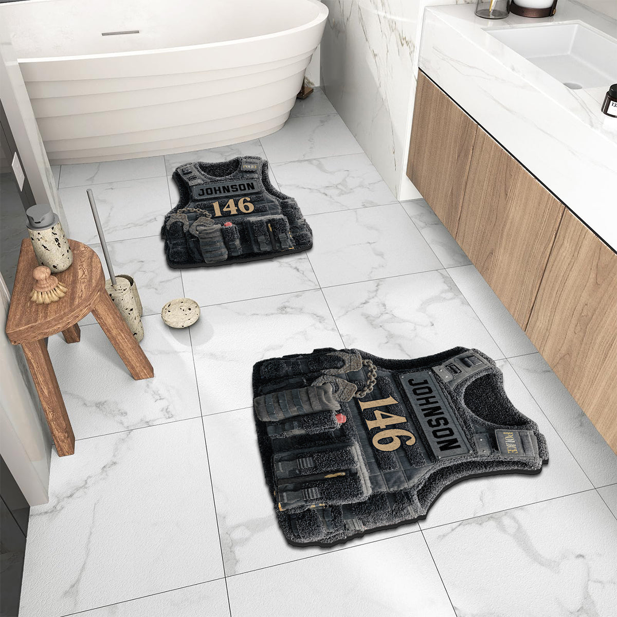 Bulletproof Police Vest - Personalized Police Officer Non-Slip Tufted Rug