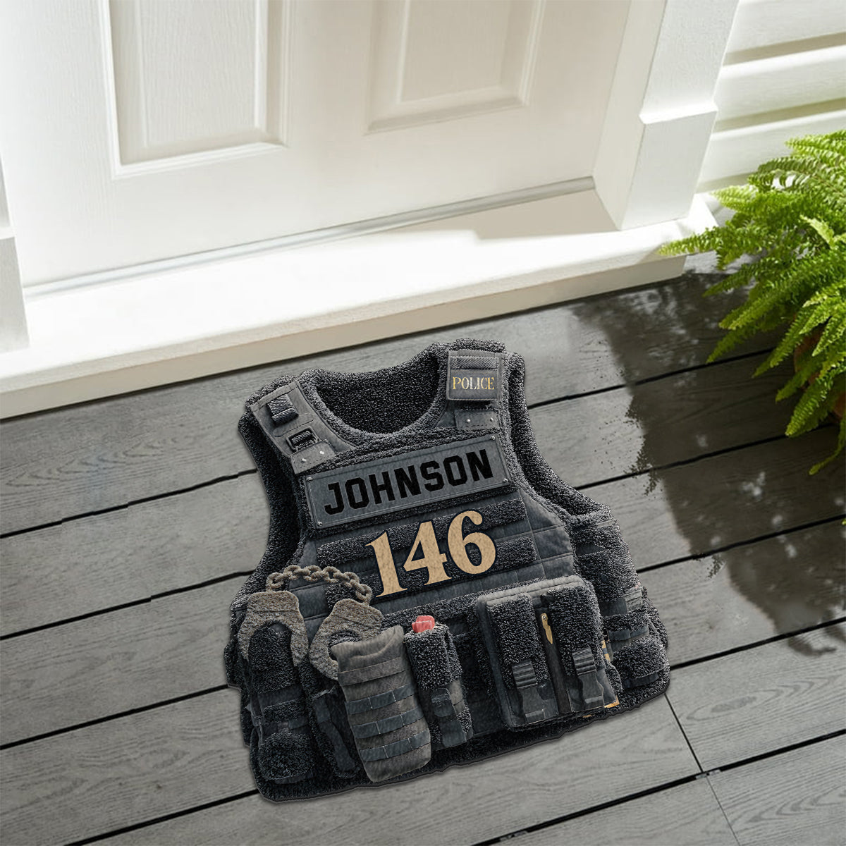 Bulletproof Police Vest - Personalized Police Officer Non-Slip Tufted Rug
