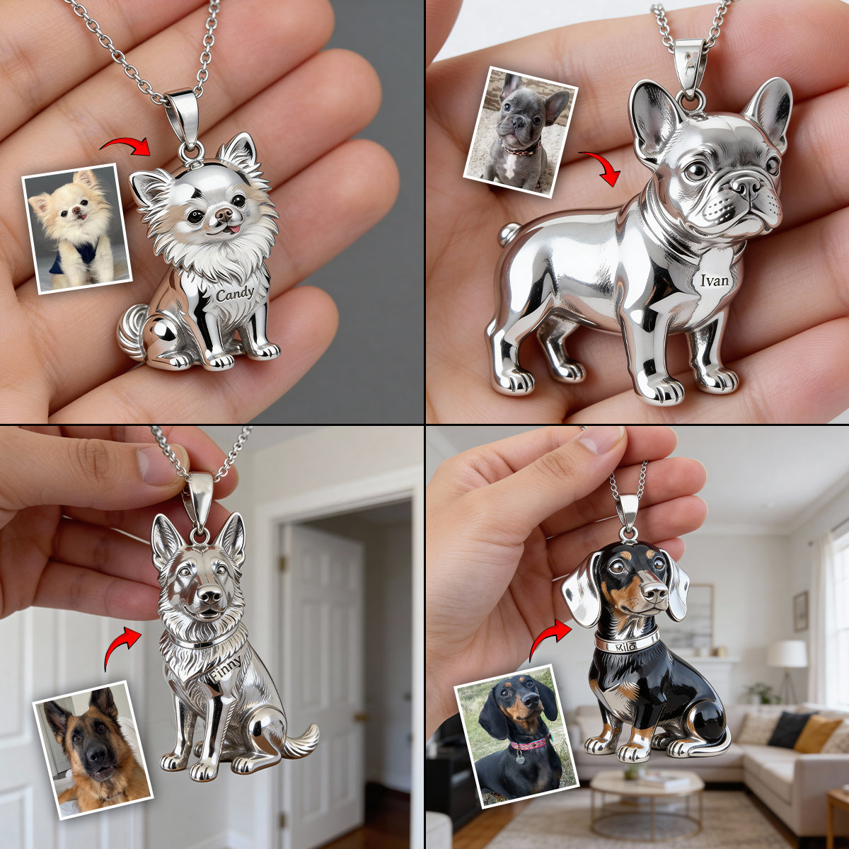 Love My Dog - Personalized Dog Shaped Acrylic Pendant Necklace