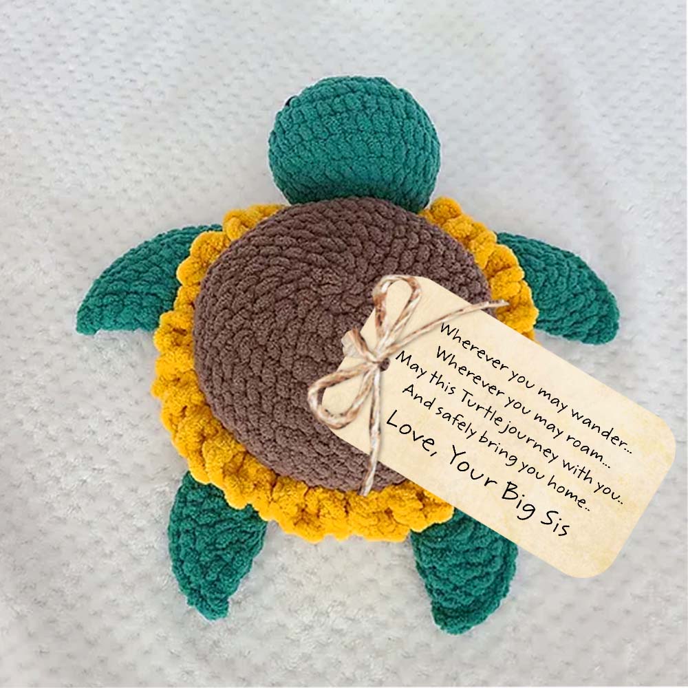 Sunflower Turtle Good Luck - Turtle Crochet Car Hanging With Card