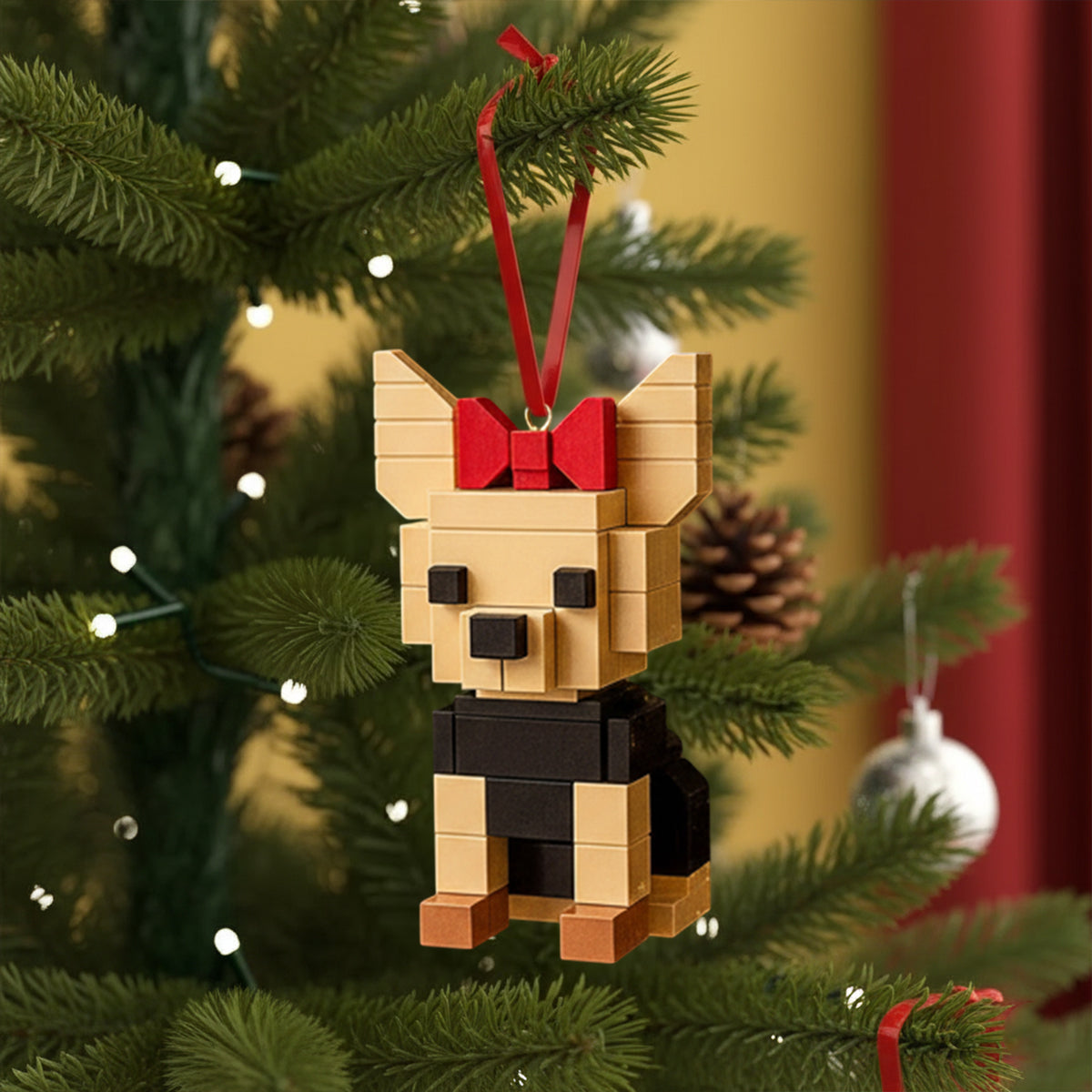 Gift For Dog Lover Building Block Style - Personalized Dog Custom Made Block Figure Ornament