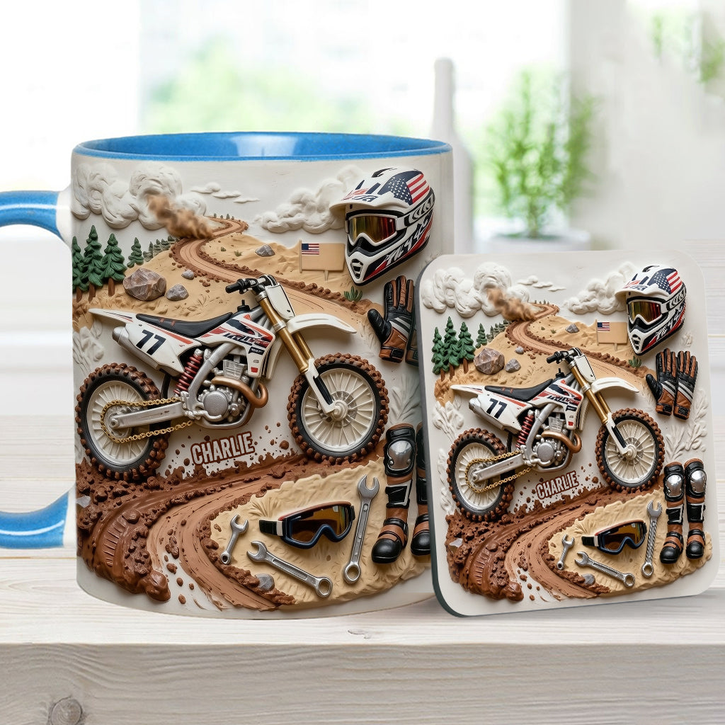 Cool Dirt Bike, Motocross - Personalized Dirt Bike Accent Mug & Coaster