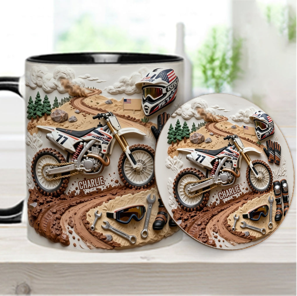 Cool Dirt Bike, Motocross - Personalized Dirt Bike Accent Mug & Coaster