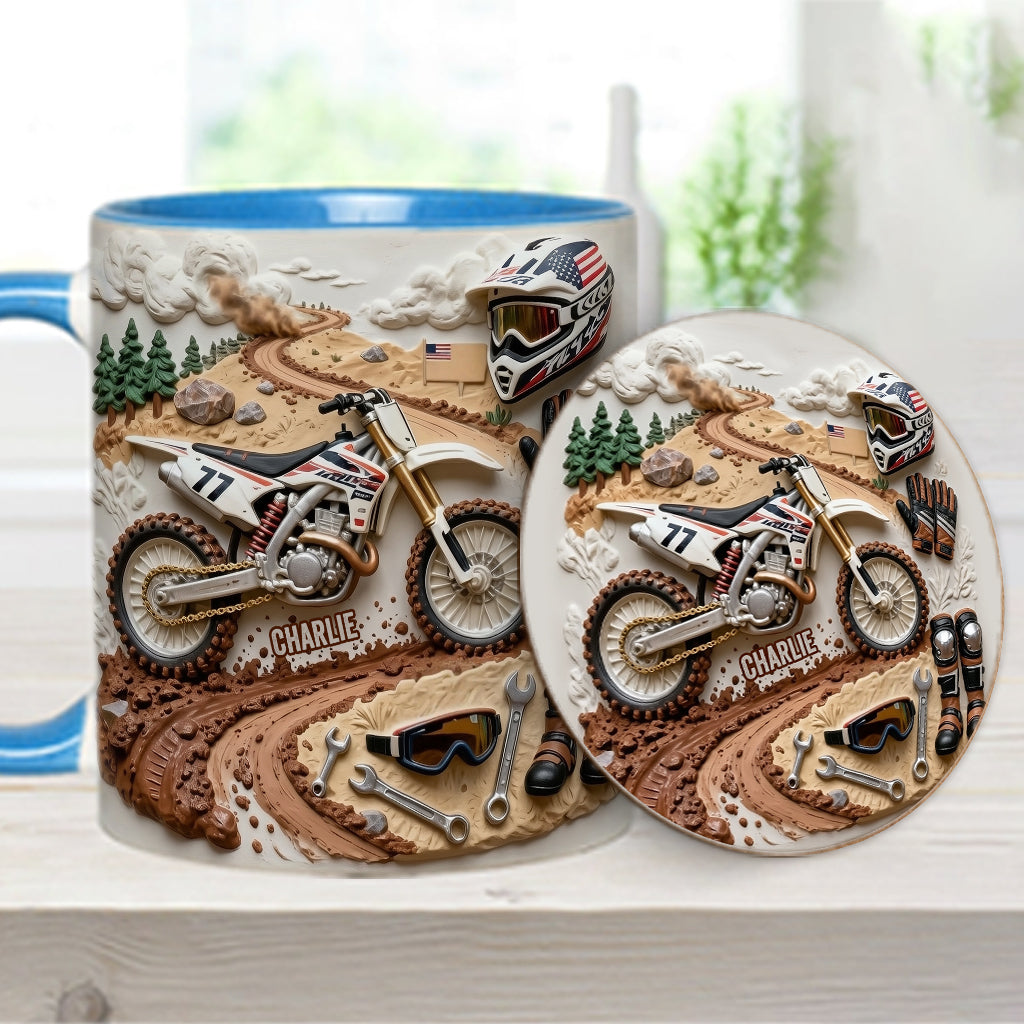 Cool Dirt Bike, Motocross - Personalized Dirt Bike Accent Mug & Coaster