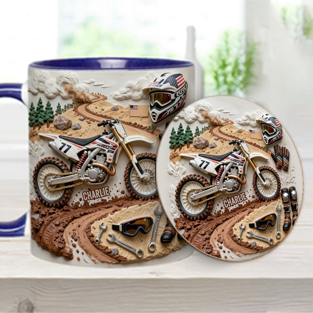 Cool Dirt Bike, Motocross - Personalized Dirt Bike Accent Mug & Coaster