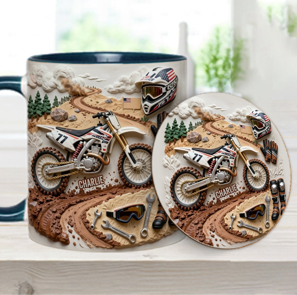 Cool Dirt Bike, Motocross - Personalized Dirt Bike Accent Mug & Coaster