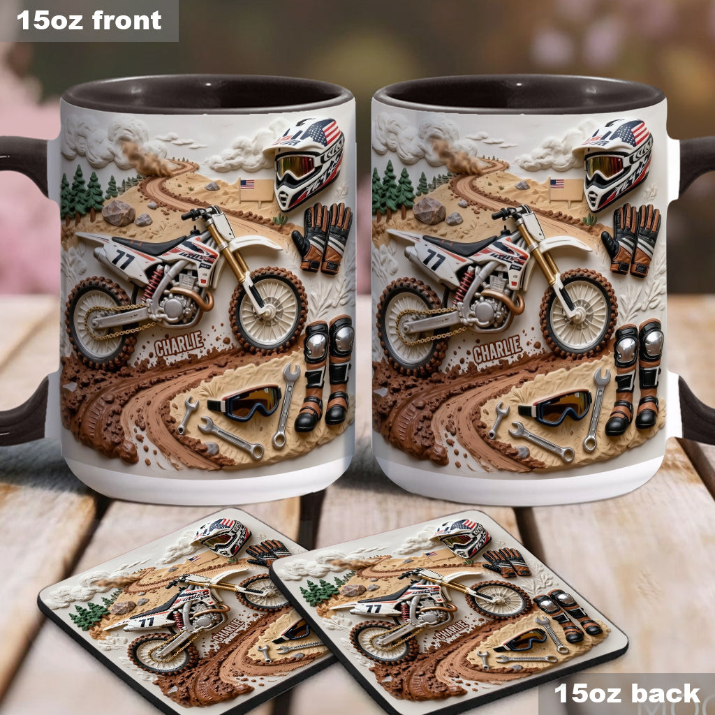 Cool Dirt Bike, Motocross - Personalized Dirt Bike Accent Mug & Coaster