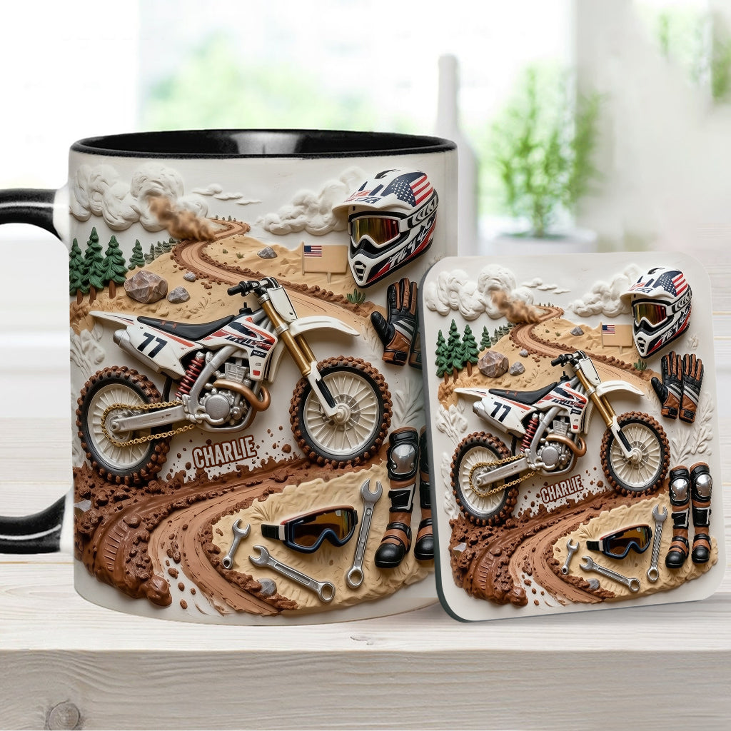 Cool Dirt Bike, Motocross - Personalized Dirt Bike Accent Mug & Coaster